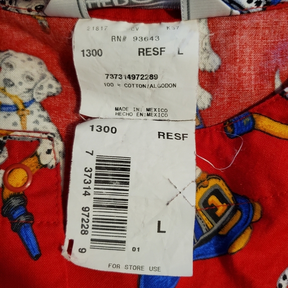 Cherokee Inspired Comfort Fire Dept Dalmation Dog Scrub Top - Picture 14 of 14